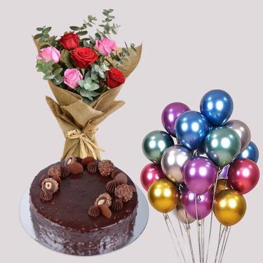 Ferrero Cake, Roses & Balloons